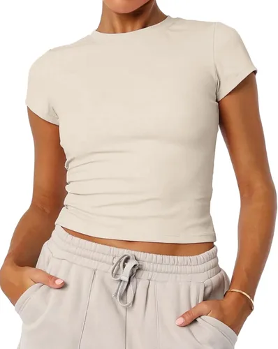 Miniatura 10 de Camisetas básicas de manga corta con cuello redondo para mujer de verano Y2K, lindas para salir, camisetas estilo bebé