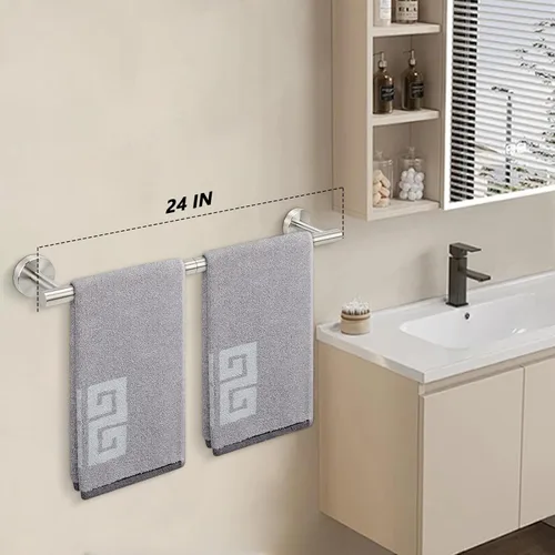 Miniatura 6 de NearMoon - Barra para toallas de baño, toallero de acero inoxidable grueso para ducha, soporte de toalla montado en la pared para baño, longitud