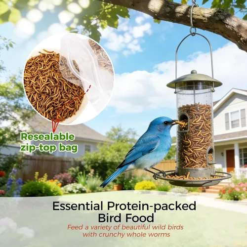 Miniatura 6 de RANZ 4.5 KG Gusanos secos sin OMGs para pollos, gusanos altos en proteínas, alimento premium para pollos, alimento perfecto para aves y golosinas