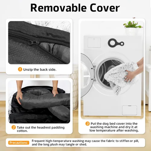 Miniatura 4 de Cama calmante para perro, tapete de felpa esponjoso para perros con protector de muebles con funda extraíble lavable para perros y gatos grandes