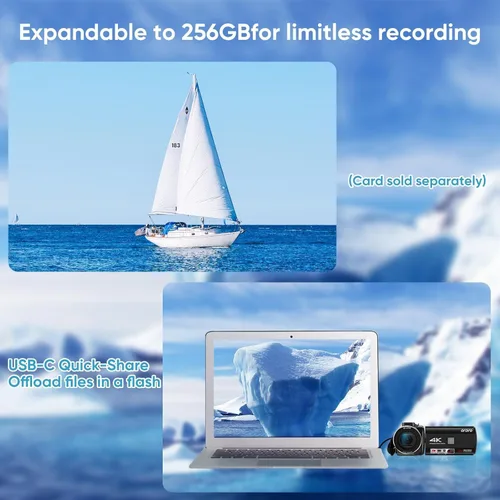 Miniatura 7 de ORDRO Cámara de video, videocámara FHD 64MP 4K, cámaras WiFi para vlogging para YouTube con visión nocturna IR, zoom digital 18X 3.0 pulgadas