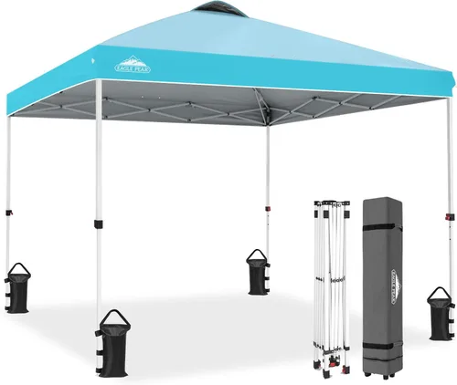 Miniatura 384 de EAGLE PEAK Tienda de campaña desplegable con bolsa de transporte con ruedas, 8 estacas, 4 cuerdas, 4 bolsas de peso, toldo de tienda de campaña