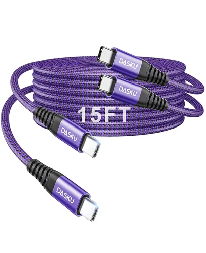 Miniatura 20 de Cable USB C a USB C extra largo de 100 W [paquete de 15 pies/2 unidades] Cable de carga rápida compatible con iPhone 17/17 Pro Max, iPhone 16 Negro