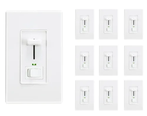 Miniatura 8 de Cloudy Bay Interruptor de atenuación de pared con indicador verde, para luz LED/CFL/incandescente, diapositiva regulable de un solo polo de 3 vías