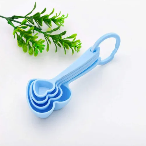 Miniatura 9 de Hemoton Cucharas medidoras de plástico con forma de corazón, cucharadita de postre cuchara para hornear de cocina Azul