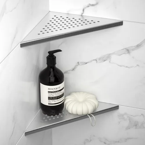 Miniatura 8 de Estante esquinero de ducha de 8 pulgadas, paquete de 2 unidades, lechada de acero inoxidable 304 en estantes de baño, estante empotrado para pared