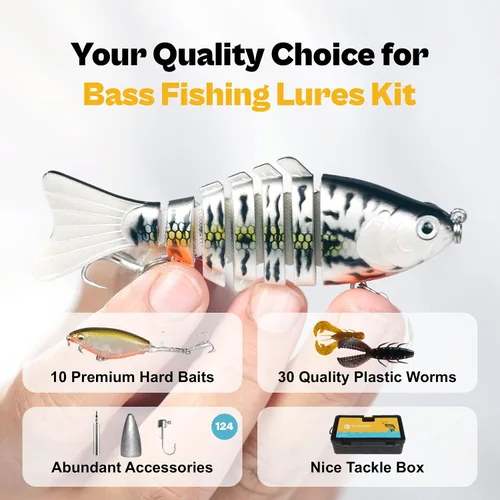 Miniatura 2 de OJYDOIIIY Kit de señuelos de pesca de lubina para agua dulce con cebos de natación animados, topwater plopper, chatterbait, crankbait, juego