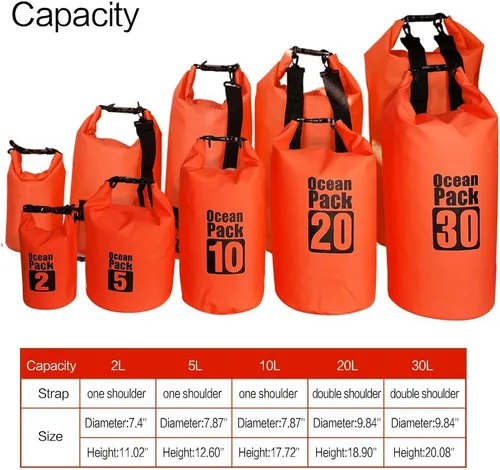 Miniatura 3 de Bolsa seca flotante impermeable Bear Outdoor, para canotaje, kayak, senderismo, snowboard, acampada, rafting, pesca y excursionismo Naranja