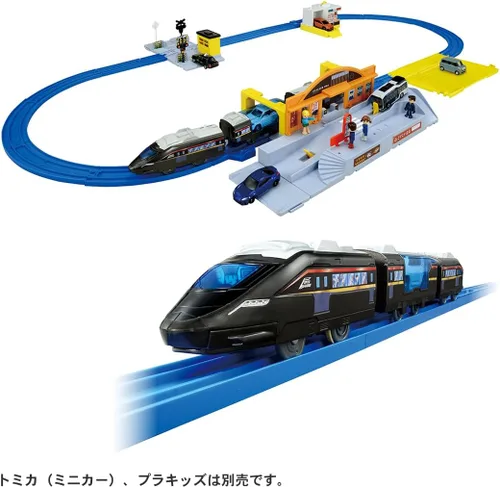 Miniatura 2 de Takara Tomy Plarail ¡Juguemos más con Tomica! Hakkou! Escenas llenas de escenas frente a la estación Rotary Set, juguete de tren, para edades de 3