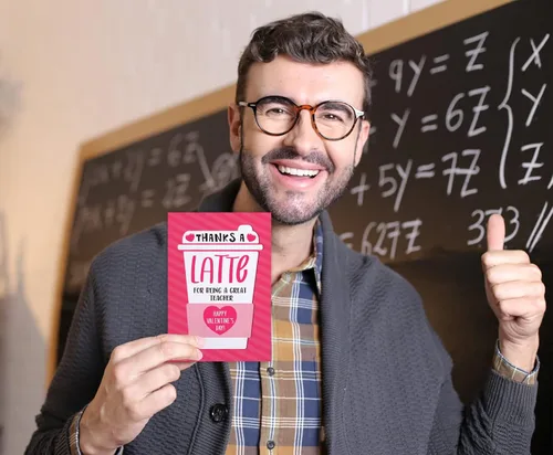 Miniatura 5 de WhatSign Tarjeta del día de San Valentín para profesores – Thank a Latte Regalos del Día de San Valentín para profesores con sobre de 4 x 6 pulgadas