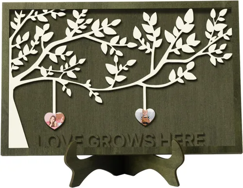 Miniatura 29 de Regalos para mamá, letrero de árbol familiar personalizado con nombres personalizados, placas de madera, decoración grabada con nombres familiares