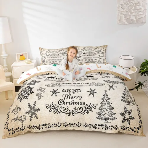 Miniatura 34 de Juego de funda de edredón para niños de Feliz Navidad, tamaño King, juego de ropa de cama de pingüinos de dibujos animados, animales árticos