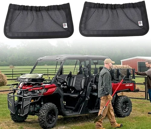 KEMIMOTO UTV - Red de almacenamiento para respaldo trasero compatible con Can Am Defender Max, repuesto OEM #715003019, negro (se vende en pares)