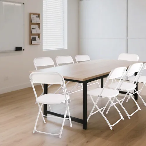 Miniatura 8 de Paquete de 4 sillas plegables blancas, silla plegable comercial apilable portátil, silla plegable de plástico para interiores y exteriores
