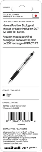 Miniatura 4 de uni-ball Gel Uni-Ball Impact RT - Recambios de bolígrafo retráctil, punta gruesa, tinta negra, paquete de 2, 6 paquetes