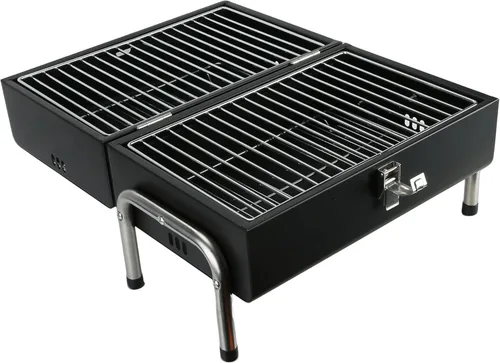 Miniatura 9 de Parrilla de carbón portátil, parrilla de mesa pequeña para barbacoa al aire libre, para camping, playa, fácil montaje, parrilla pequeña multiusos
