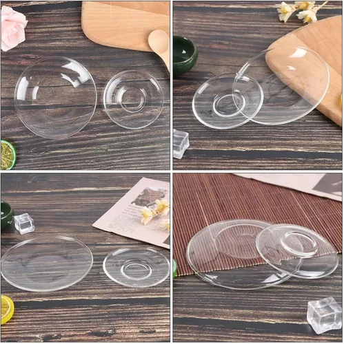 Miniatura 8 de Housoutil Plato de té de vidrio Platos de café Platillos de placa de vidrio transparente: 2 piezas de soporte de bolsa de té Decoración de mesa