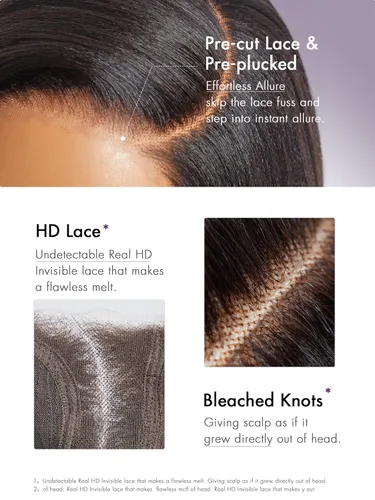 Miniatura 6 de LUVME HAIR Peluca Bob Recta Yaki Ligera de 10 Pulgadas de Cabello Humano, Pelucas Bob de Encaje HD Indetectable Sin Pegamento de Cabello Humano Pre