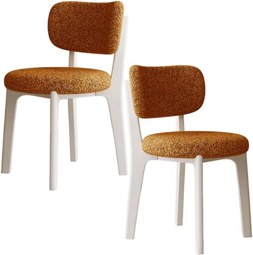 Miniatura 56 de YVYKFZD Solid Wood Dining Chairs, Fabric Dining Room Chair Set of 2/4/6, Upholstered Kitchen Chairs with Curved Backrest, Armless Living Room Chair