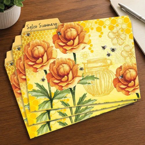 Miniatura 8 de Current Bee Friends - Paquete económico de carpetas de archivos, juego de 24 a granel, 6 bonitos diseños decorativos, pestañas de corte de 1/3