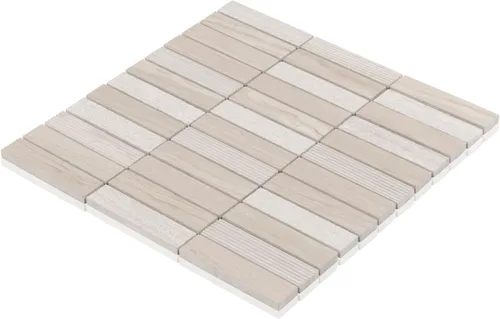 Miniatura 3 de Modket Mármol de roble blanco apilado mezclado con textura piedra azulejo malla montado en muro TDH60MO (1 hoja)