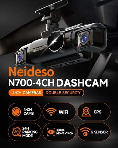 Miniatura 3 de Neideso cámara de salpicadero 360° frontal, trasera y interior, 4 canales 3K+3*1080P, Wi-Fi GPS de 5GHz, control por voz, cámara de salpicadero