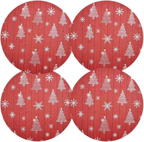 Miniatura 2 de Stylized Planket Christmas Trees Table Placemat, Non Slip Heat Resistant Place Mats for Dinner Table for Kitchen one sizex6