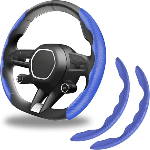 Miniatura 10 de 2 piezas Funda de volante de fibra de carbono antideslizante, Funda de volante antideslizante/Protector de volante segmentado/Accesorios