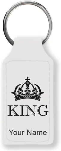 Miniatura 39 de Llavero rectangular, corona de rey, grabado personalizado incluido, Bambú