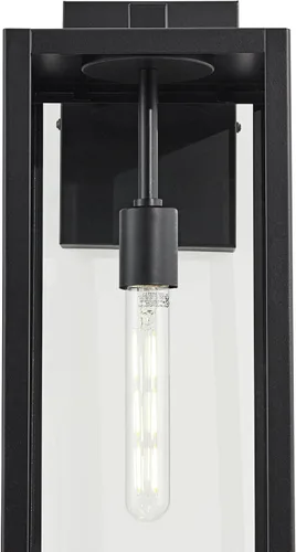 Miniatura 9 de John Timberland Titan - Lámpara de pared industrial moderna para exteriores, metal negro místico, 20 pulgadas, vidrio transparente, húmedo