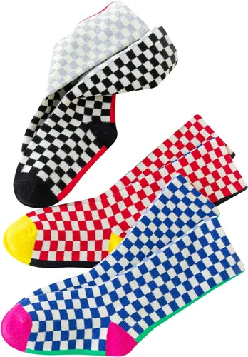 Miniatura 6 de Calcetines tobilleros de algodón a cuadros para niñas y niños pequeños unisex