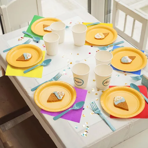Miniatura 6 de Sherr 240 servilletas de almuerzo multicolor desechables arco iris, suministros para fiestas, papel neón pastel, servilletas de cóctel de 2 capas