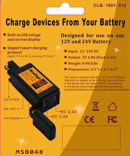 Miniatura 7 de Cargador USB para motocicleta, adaptador Mroinge 4.8A SAE a USB con voltímetro y amperímetro, enchufe de desconexión rápida con cargador USB doble