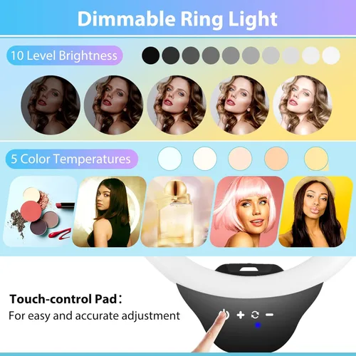 Miniatura 7 de Sensyne Anillo de luz de 12 pulgadas con palo selfie de 67 pulgadas, trípode y soporte para teléfono, control remoto selfie de luz circular