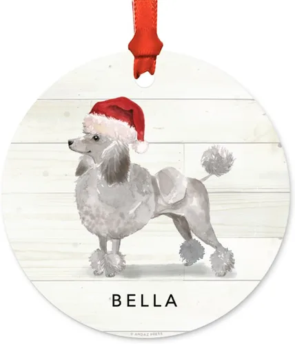 Miniatura 26 de Andaz Press Adorno de Navidad de metal personalizado para perro, perro y mascota, cocker spaniel con sombrero de Papá Noel, 1 paquete, incluye cinta