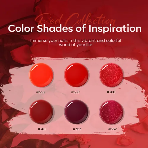 Miniatura 2 de modelones Juego de Gel de Uñas Poli, 6 Colores Colección Roja Popular Vino Burdeos Brillante con Purpurina Gel de Extensión Poli Rojo Sangre Oscuro