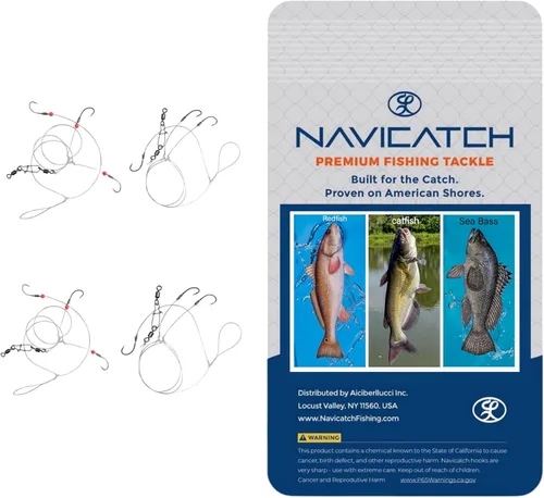 Miniatura 10 de Bagre, Scup (Porgy) y equipo de lubina – Kit de pesca de 3 ganchos Hi-Lo Bottom – Anzuelos japoneses atados a mano con línea PE – Agua salada y agua