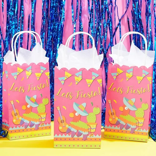 Miniatura 2 de Blue Panda Bolsas de recuerdo de fiesta, paquete de 24, papel multicolor con asas de cuerda, 9 x 5.3 x 3.15 pulgadas, para dulces y golosinas