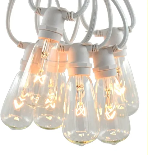Miniatura 8 de Hometown Evolution, Inc. Cadena de luces Edison vintage de grado comercial para exteriores (ST40 transparente, cable negro comercial, 25 pies)