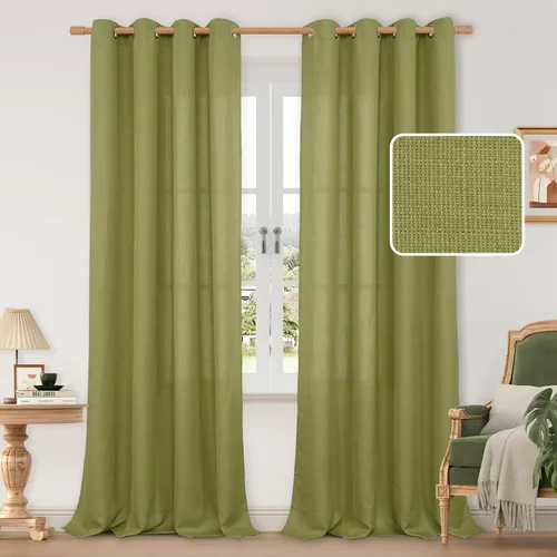 Miniatura 60 de LAMIT Cortinas de lino sintético para dormitorio, paneles filtrantes de luz, cortinas de lino con protección de privacidad con ojales para ventanas