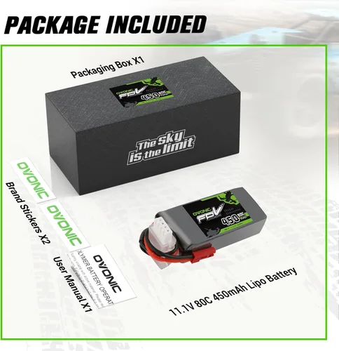 Miniatura 6 de OVONIC Batería Lipo de 11.1V 80C 450mAh 3S con enchufe JST