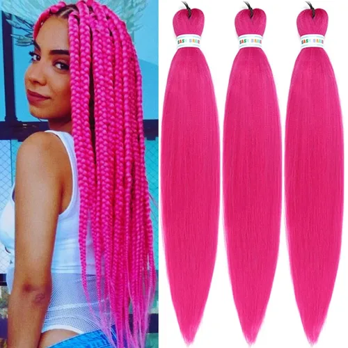 Miniatura 34 de Pelo corto negro trenzado preestirado de 14 pulgadas para trenzas sin nudos, pelo sintético 1B trenzado para trenzas Bob Box