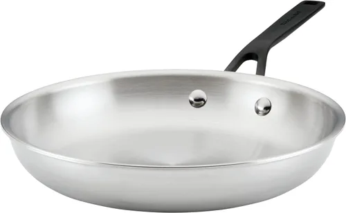 Miniatura 13 de KitchenAid Sartén para saltear de inducción de acero inoxidable revestido de 5 capas con tapa, 5 cuartos de galón, acero inoxidable pulido