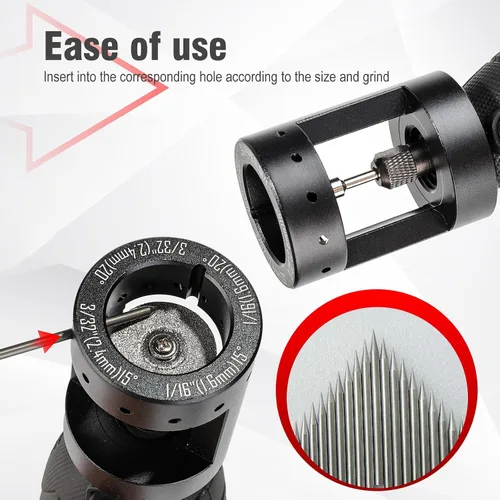 Miniatura 6 de 3mirrors - Afilador de electrodos de tungsteno de aluminio con cabezal de herramienta de soldadura TIG, ranura de corte multiángulo