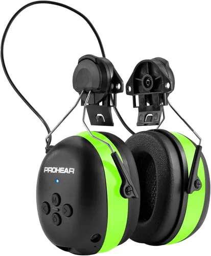 Miniatura 14 de PROHEAR Auriculares de protección auditiva Bluetooth 5.0 037 con batería recargable de 1100 mAh, 25 dB NRR de reducción de ruido con tiempo de negro