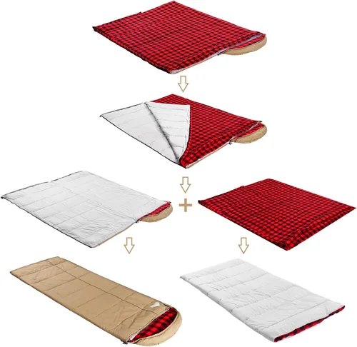 Miniatura 3 de Saco de dormir de lona de 0 grados para adultos, saco de dormir de franela de algodón para campamento de invierno, pesca, caza o viajes, carcasa
