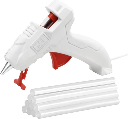 KeLDE Mini kit de pistola de pegamento caliente, calentamiento rápido de 3 minutos, súper ligero y seguro (soporte estable, fusible) 10 barras de