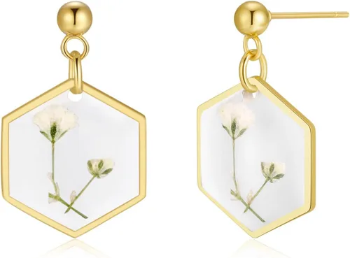 Miniatura 79 de Forget-Me-Not and Queen Anne's Lace Pressed Wildflower Earrings Pressed Flower Earrings Handmade Drop and Dangle Earrings Gift for Woman