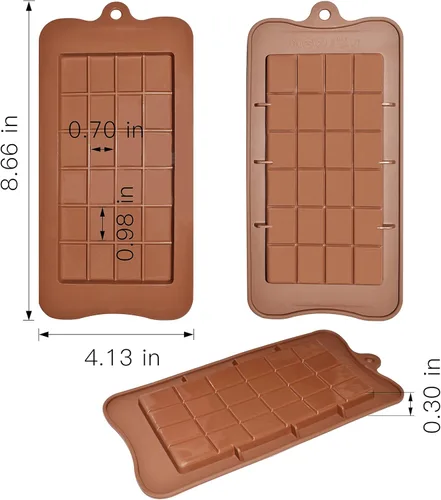 Miniatura 6 de homEdge Break-Apart - Moldes de chocolate, juego de 4 paquetes de moldes antiadherentes de silicona de grado alimenticio para barras de proteína