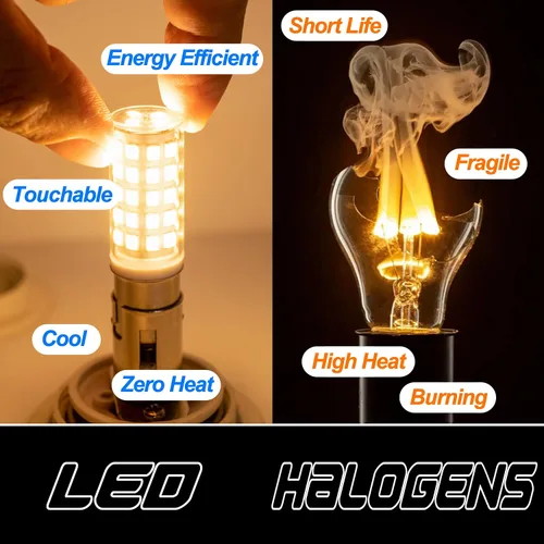 Miniatura 5 de Ziomitus BA15D Bombillas LED de Base Bayoneta de Doble Contacto/DC de 120 Voltios, Reemplazo de 50 Vatios-75 Vatios, T3/T4/C7/S6, 2700K Blanco
